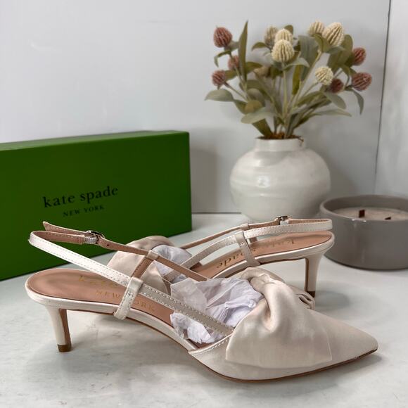 Kate Spade New York Marseille Slingback Pumps Pointed Toe Ivory K1037 Women's 7B - Picture 7 of 11